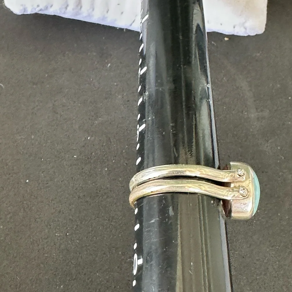 Sterling silver Larimar and pink conch Ring size 9. 925 - Picture 6 of 14